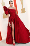 One Shoulder Taffeta A Line Red Carpet Dress Formal Evening Gown