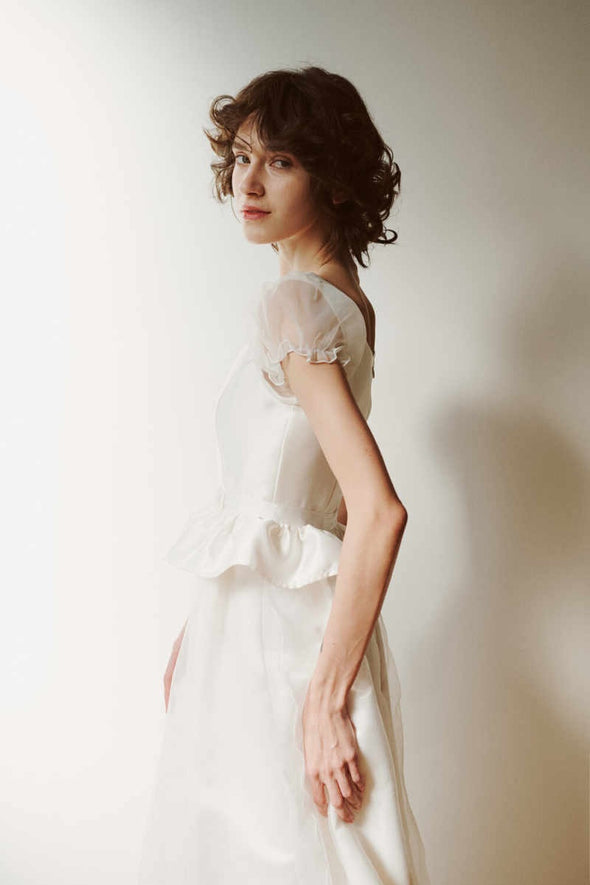 Modest Long Wedding Dress Short Sleeves