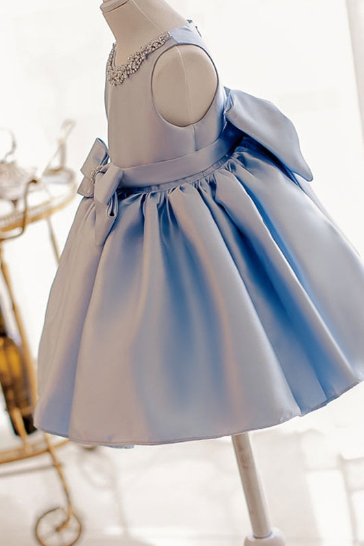 Sky Blue Satin Ball Gown Flower Girl Dress With Beads TANYA BRIDAL Sky Blue Satin Ball Gown Flower Girl Dress With Beads TANYA BRIDAL