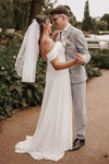 #DZ9307  Off The Shoulder A Line Chiffon Long Wedding Dress