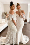 Luxury Bohemian Long Mermaid Wedding Dress Offf The Shoulder Strap 242201544