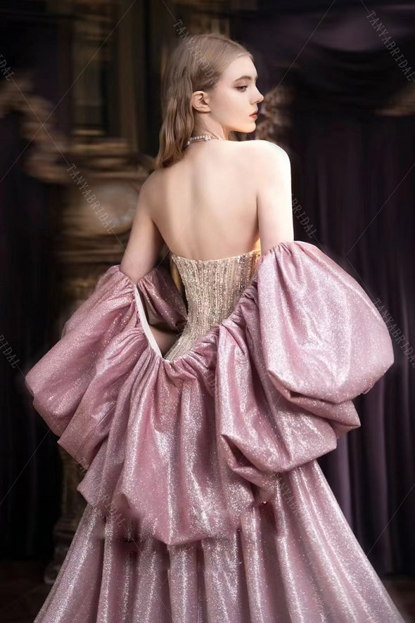 Pink Shine Wedding Cape With Long Train  ZJ311