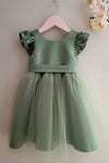 Satin Tulle Flower Girl Dress With Ribbon