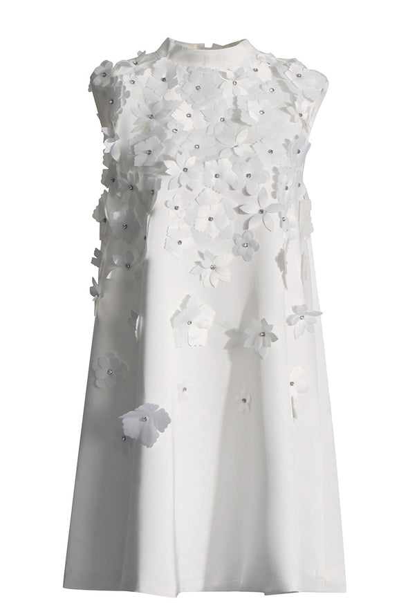 White Cocktail Dress With Flowers Short Party Dress