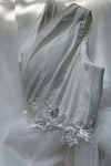 Off White Satin and Tulle Bridal Dresses with Delicate Lace Appliques