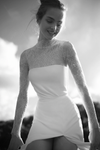Sheer Lace Neckline Wedding Dresses Split Design Vestido De Noivas Chic DW809