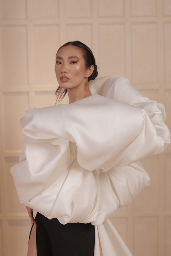 Dramatic Puffy Cape With Detachable Long Train ZJ154