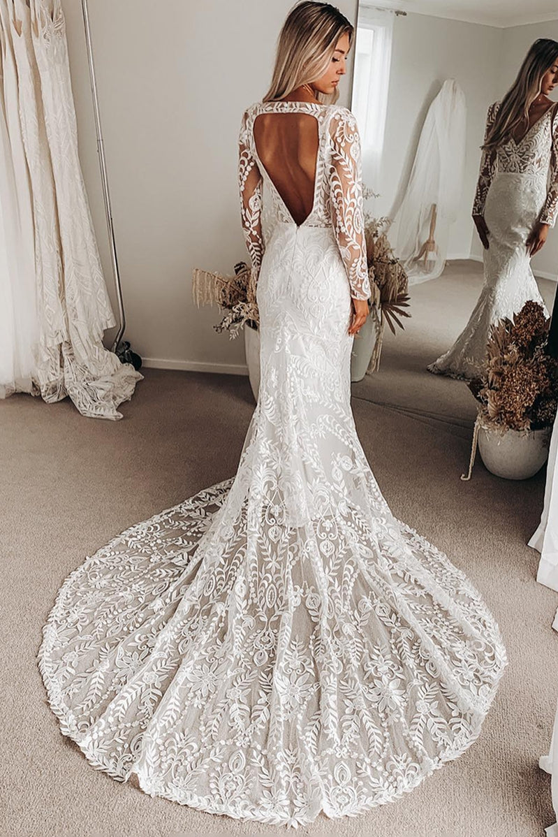 boho long sleeve lace wedding dress Boho Lace Wedding Dress With Removable Long Sleeves – TANYA BRIDAL