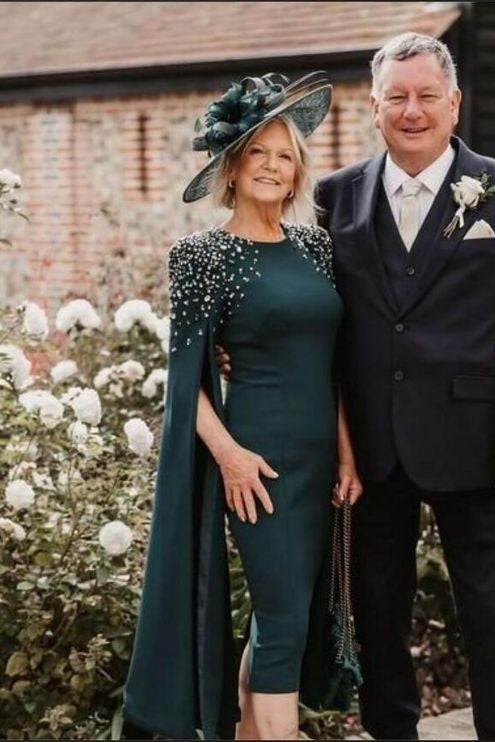 Dark Green Mother of The Bride Dress With Long Sleeves - Dark Green Mother of The Bride Dress With Long Sleeves -
