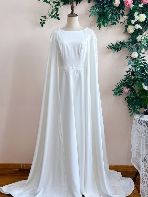 Muslim Wedding Dress With Cape A Line Long Sleeves