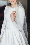 A Line Satin Modest Wedding Dress With Sleeves