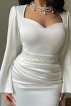 Mermaid Wedding Dresses Long Sleeve Beadings With Detachable Train