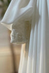 Pleated A Line Elegant Long Muslim Wedding Dress Full Sleeves