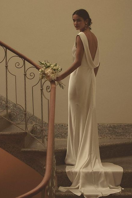Simple Wedding Dress Backless Long Mermaid Bride Gown TANYA BRIDAL Simple Wedding Dress Backless Long Mermaid Bride Gown TANYA BRIDAL