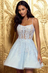 Homecoming Dress Sexy Illusion Spaghetti Strap Cocktail Dresses