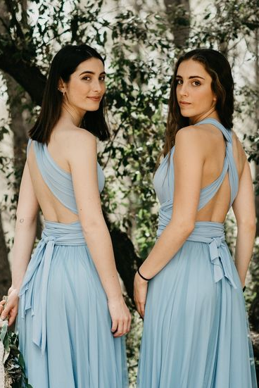 Fairy Long Modest Light Blue Bridesmaid Dresses TANYA BRIDAL Fairy Long Modest Light Blue Bridesmaid Dresses TANYA BRIDAL