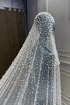 Luxury Long Pearls Wedding Veil V139