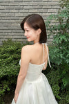 #DZ9309 A Line Strapless Long Organza Wedding Dress