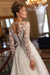#DZ9422 Long Sleeves Bridal Gowns Soft A-Line Court Train Vestido De Novia