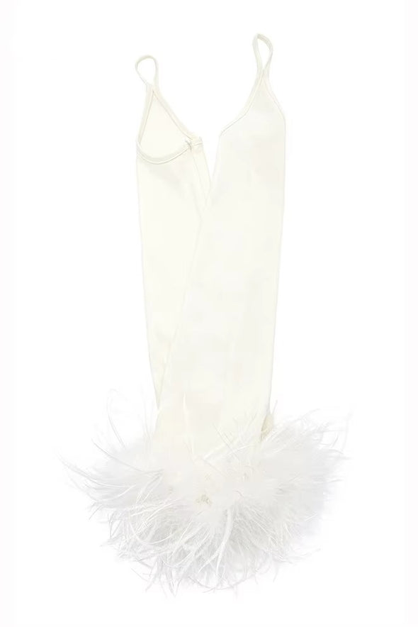 Slim Fit Detachable Sleeve With Feather DG281