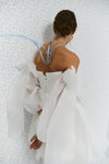 Simple Organza White Homecoming Dress With Detachable Bow Sleeve