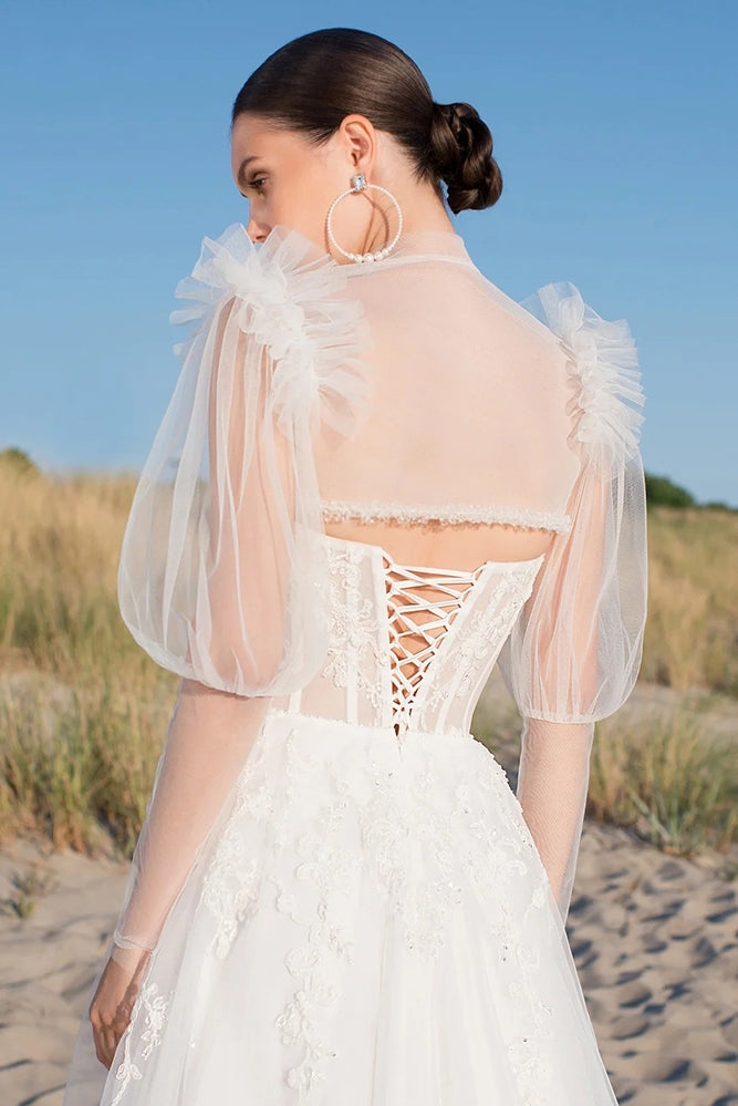 Long Puffy Sleeves Wedding Jacket , Bridal Coat Chic DJ305 Long Puffy Sleeves Wedding Jacket , Bridal Coat Chic DJ305