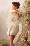Sheath Mini Short Wedding Dresses With Flowers Sleeves DW898