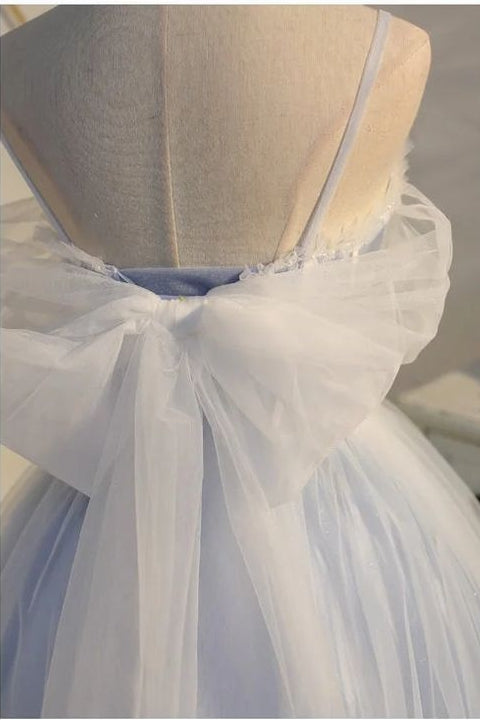 Light Blue Lace Appliques Mini Homecoming Dress