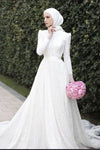 Luxury Beads A Line Muslim Wedding Dress A Line