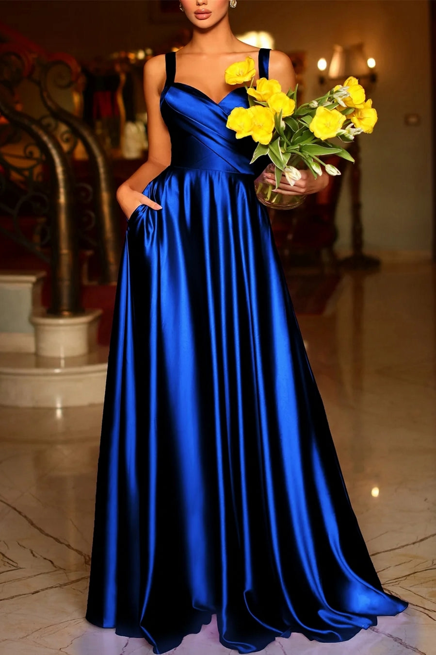 New Fashion Women's Solid Color Satin Suspender Dress – TANYA BRIDAL