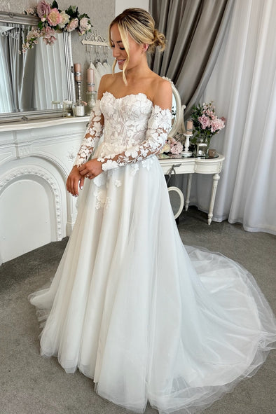 #DZ9306 Romantic Lace Wedding Dress A Line