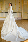 Elegant Modest Thick Satin Muslim Wedding Dress Full Sleeves