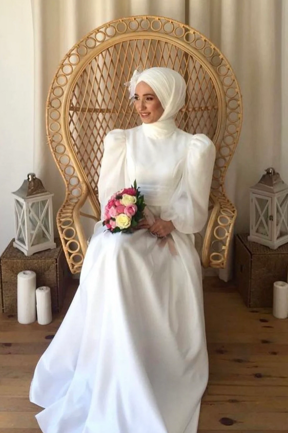 Simple Long Wedding Dress Modest Style