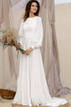Simple Long Chiffon Summer Full Sleeves Wedding Dress