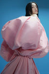 Puffy Outfit Strapless Full Sleeves Pink Taffeta Wedding Cape