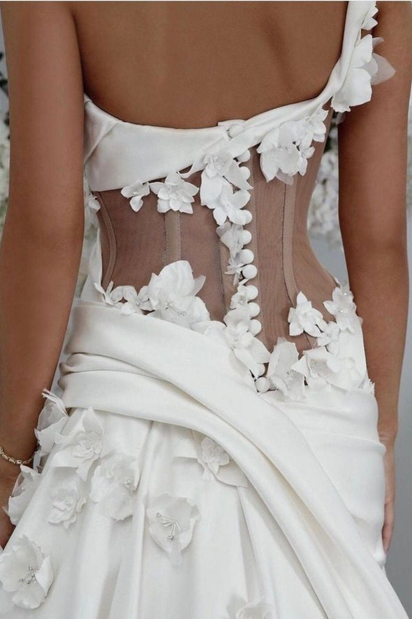 Luxury 3d floral lace mermaid wedding dress