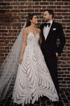 Romantic Big Leaf Lace A Line Wedding Dress 242231613