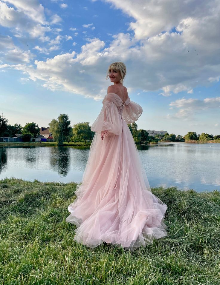 Off The Shoulder Dusty Pink Wedding Dress TANYA BRIDAL Off The Shoulder Dusty Pink Wedding Dress TANYA BRIDAL