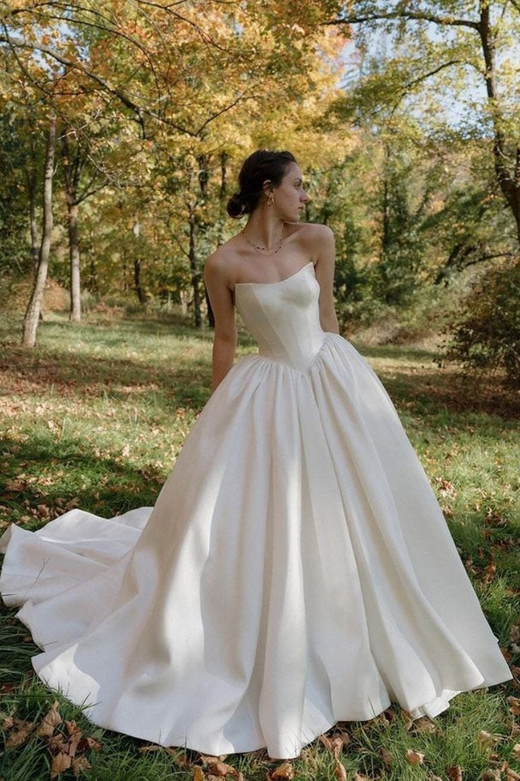 strapless lace up back wedding dress Dreamy Wedding Dress with Lace-Up Back