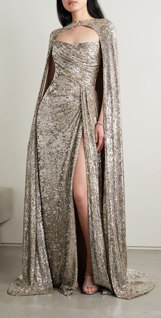 Long Sequin Cape For Evening Party TANYA BRIDAL Long Sequin Cape For Evening Party TANYA BRIDAL