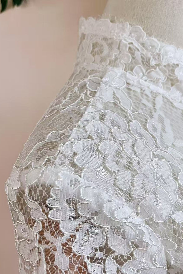Lace Wedding Jacket High Stand Collar Bridal Bolero DQG1255
