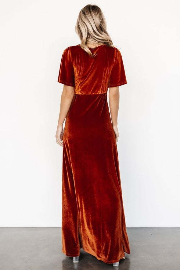 #DZ9341 Long Velvet Wrap Maxi Dress
