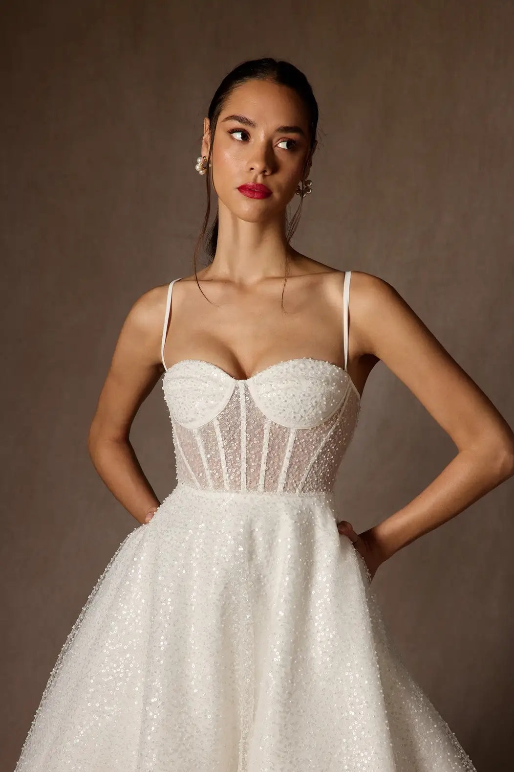 A Line Sparkly Beach Wedding Dress Knee Length TANYA BRIDAL A Line Sparkly Beach Wedding Dress Knee Length TANYA BRIDAL