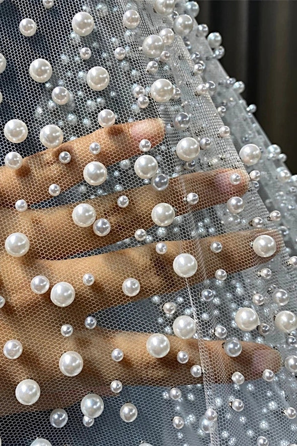 Luxury Long Pearls Wedding Veil V139