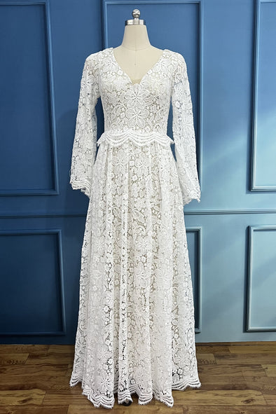 Flare Sleeve Lace Wedding Dresses Robe de soriee Chic ZW335