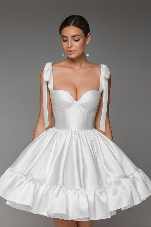 White Short Mini Satin Party Dress Homecoming Gowns 24372049 TANYA BRIDAL White Short Mini Satin Party Dress Homecoming Gowns 24372049 TANYA BRIDAL