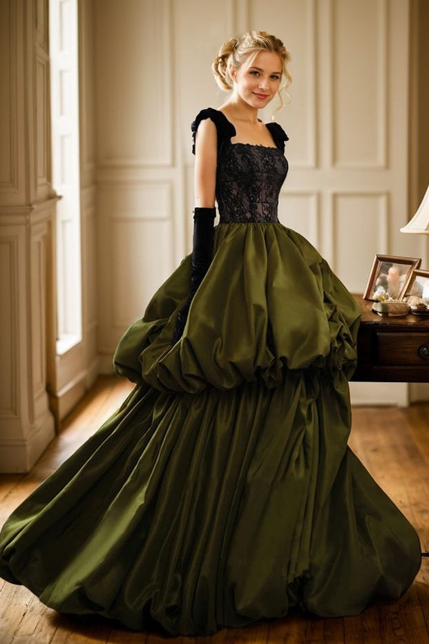 Vintage Green Satin High Split Prom Dress TANYA BRIDAL Vintage Green Satin High Split Prom Dress TANYA BRIDAL
