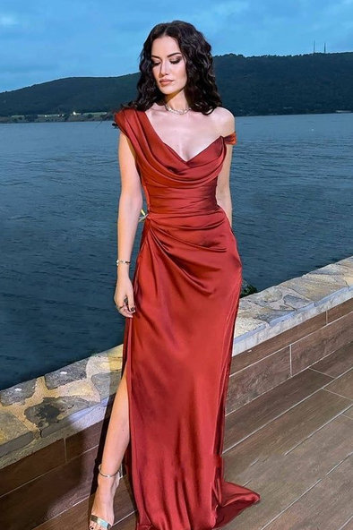 Simple Sexy Silk Satin Long Women Formal Dress Prom Gown 24371321