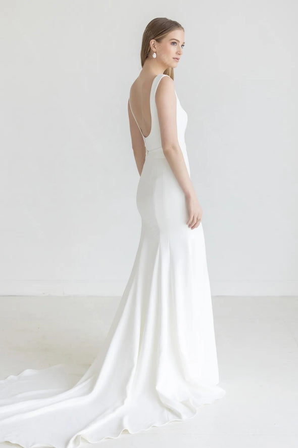 Elegant Angles Wedding Dress Crepe Column