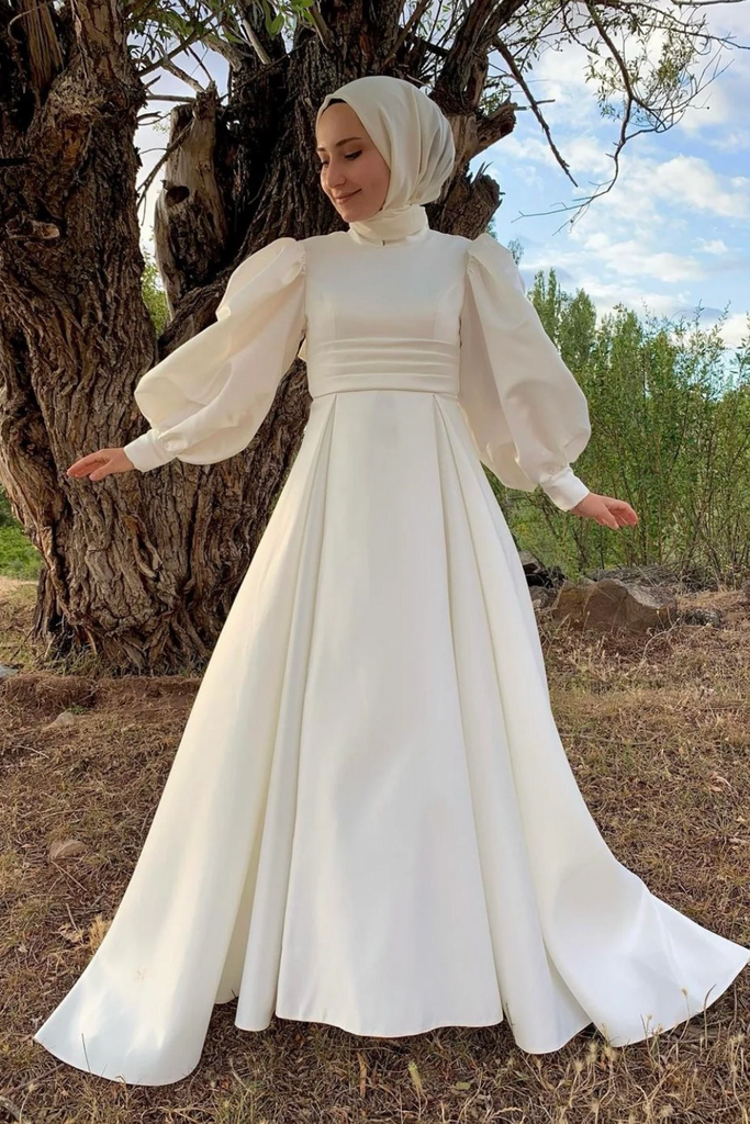 Simple Long Wedding Dress Modest Style – TANYA BRIDAL Simple Long Wedding Dress Modest Style – TANYA BRIDAL